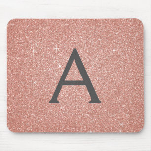 Rosa Rose Gold-Sparkus Monogramm-Glitzer Mousepad
