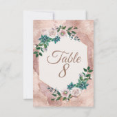 Rosa Rose Gold Sukkulationen Tischnummern (Rückseite)