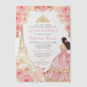 Rosa Rose Gold Tiara Paris Quinceñera Pergament Einladungen (Vorderseite)