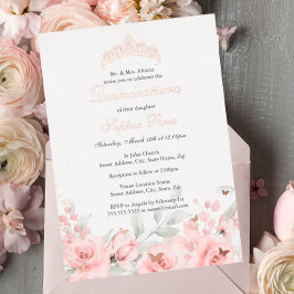 Rosa Rose Gold Tiara Quinceanera Folieneinladung