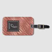 Rosa Rose Gold Tiermuster Elegantes Monogramm Gepäckanhänger (Vorderseite (Horizontal))