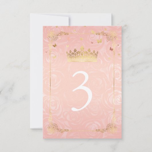 Rosa Rose Gold Tischnummer Cards (Rückseite)