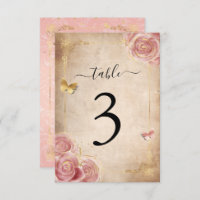 Rosa Rose Gold Tischnummer Cards