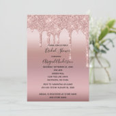 Rosa Rose Gold Tropfen Brautparty Einladung (Stehend Vorderseite)