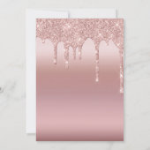 Rosa Rose Gold Tropfen Brautparty Einladung (Rückseite)