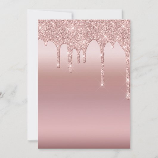 Rosa Rose Gold Tropfen Brautparty Einladung (Rückseite)