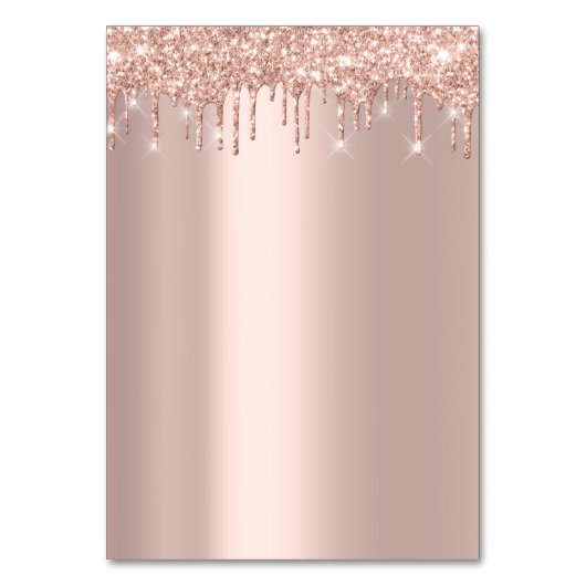 Rosa Rose Gold Tropfen Spark Blush Tischnummer (Rückseite)