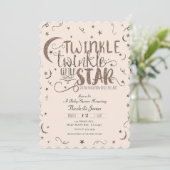 Rosa Rose Gold Twinkle Little Star Baby Dusche Einladung (Stehend Vorderseite)