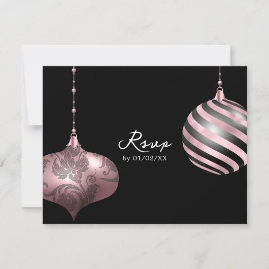 Rosa, Rose Gold und Schwarze Weihnachtszeit RSVP Karte (Vorderseite)