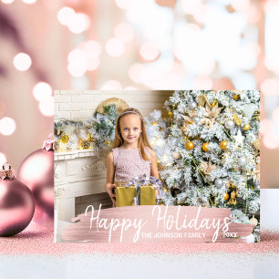 Rosa Rose Gold Weihnachtsfamilie Feiertagspostkarte