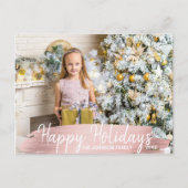 Rosa Rose Gold Weihnachtsfamilie Feiertagspostkarte (Vorderseite)