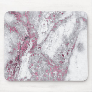 Rosa Rose Gold Weißer Graue Marmorplatte Mousepad