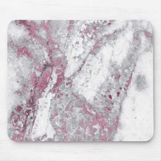 Rosa Rose Gold Weißer Graue Marmorplatte Mousepad (Vorne)