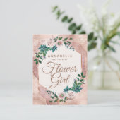 Rosa Rose Gold wird mein Blumenmädchen sein Einladung (Stehend Vorderseite)