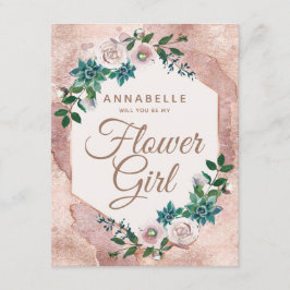 Rosa Rose Gold wird mein Blumenmädchen sein Einladung