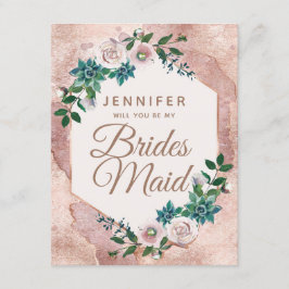 Rosa Rose Gold wird meine Bridesmaid sein Einladung