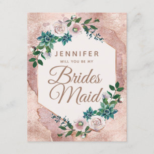 Rosa Rose Gold wird meine Bridesmaid sein Einladung