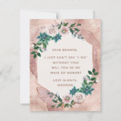 Rosa Rose Gold wird meine Trauzeugin sein Einladung (Rückseite)