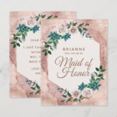 Rosa Rose Gold wird meine Trauzeugin sein Einladung (Vorne/Hinten)