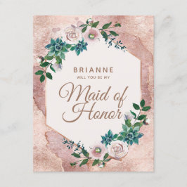 Rosa Rose Gold wird meine Trauzeugin sein Einladung