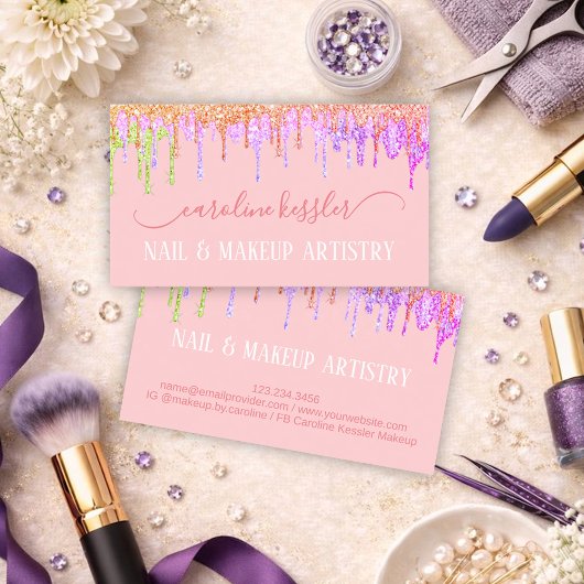 Rosa Rose Goldkalkbraun Glitzer Sparkone Visitenkarte