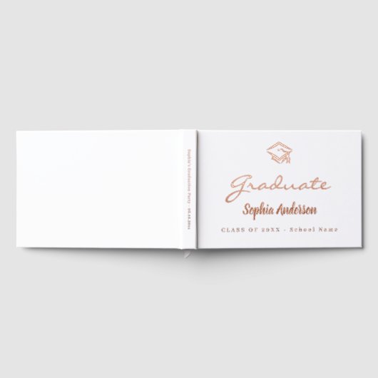 Rosa-Rose-Goldschrift-Abschluss Gästebuch (Voll)