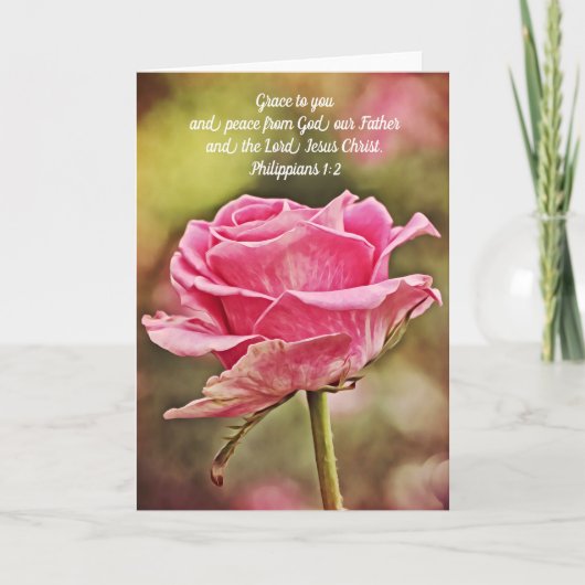 Rosa Rose Grace Scripte Note Card Philippians Karte (Vorderseite)