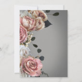 Rosa Rose Grau Hochzeit Einladung (Rückseite)