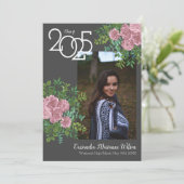 Rosa Rose Gray Foto Abschluss Ankündigung (Stehend Vorderseite)