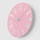 Rosa Rose Gray Metallic Silver Roman Numbers Große Wanduhr (Winkel)