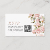 Rosa Rose & Greenery Blätter Hochzeiten QR Code UA Begleitkarte (Vorderseite)