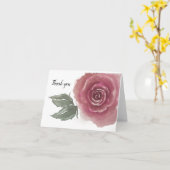 Rosa Rose, grün Blätter - unbedruckt Karte (Gelbe Blume)