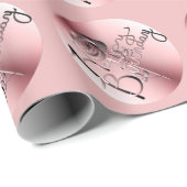 Rosa Rose "Happy Birthday" Packpapier (Rolleneckpunkt)