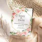 Rosa Rose Hexagon mit rosa Rose speichern Sie die  Save The Date