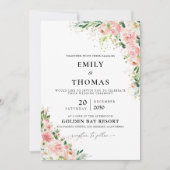 Rosa-Rose-Hochzeit - Einladung (Vorderseite)