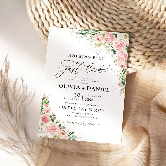 Rosa-Rose-Hochzeit - Einladung