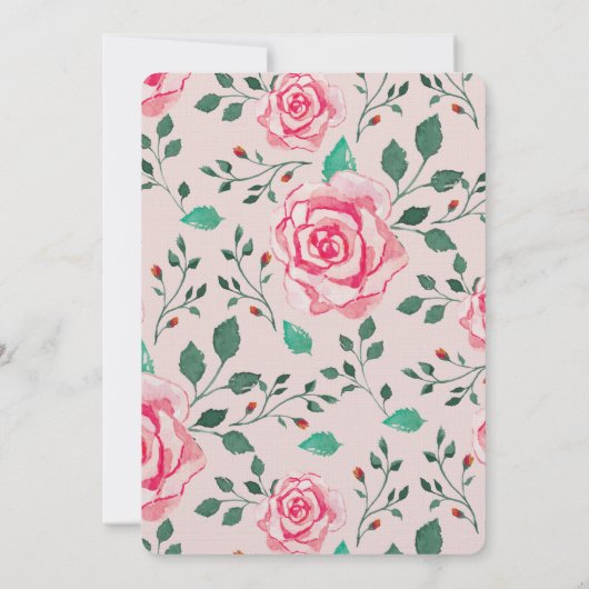 Rosa Rose | Hochzeit Einladung (Rückseite)