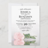 Rosa Rose Hochzeit mit langer Gestalt Einladung (Vorderseite)