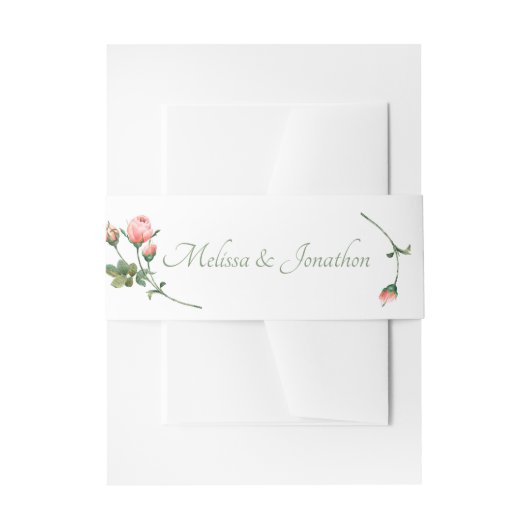 Rosa Rose Hochzeit pur Einladungsbanderole (Vorderseite Beispiel)