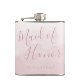 Rosa-Rose-Hochzeitsgeschenk für Trauzeugin Flachmann