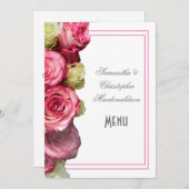 Rosa Rose Hochzeitsmenü Menükarte (Vorne/Hinten)