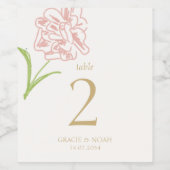 Rosa-Rose-Hochzeitsstimmung - Tischnummer Weinetikett (Einzelnes Label)