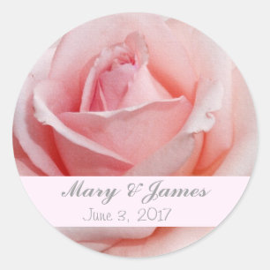Rosa Rose Hochzeitstickervorlage für den Umschlag Runder Aufkleber