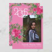 Rosa Rose Hübsche Foto Abschluss Ankündigung (Vorne/Hinten)