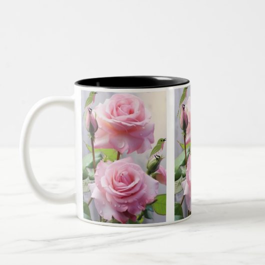 Rosa Rose & Hummingbird Tasse-Delikatesse Nature C Zweifarbige Tasse (Links)
