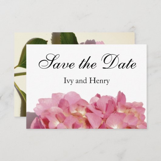 Rosa Rose Hydrangea Save The Date (Vorne/Hinten)