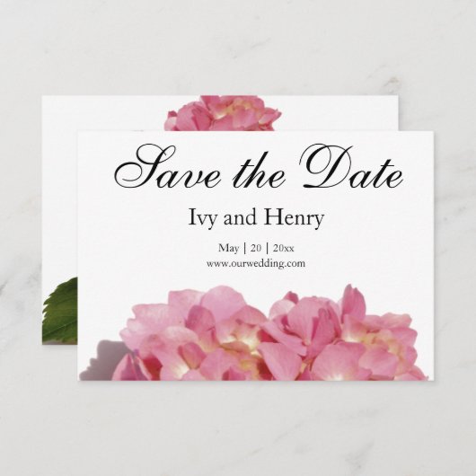 Rosa Rose Hydrangea Save The Date (Vorne/Hinten)