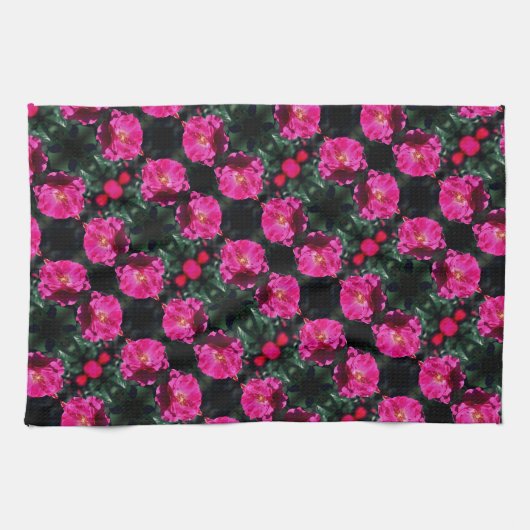 Rosa Rose im Blütenmuster Geschirrtuch (Horizontal)