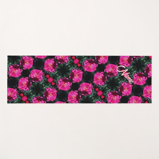 Rosa Rose im Blütenmuster Personalisiert Yogamatte (Vorderseite (Horizontal))