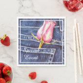 Rosa Rose im Denim Pocket Party Serviette (Beispiel)